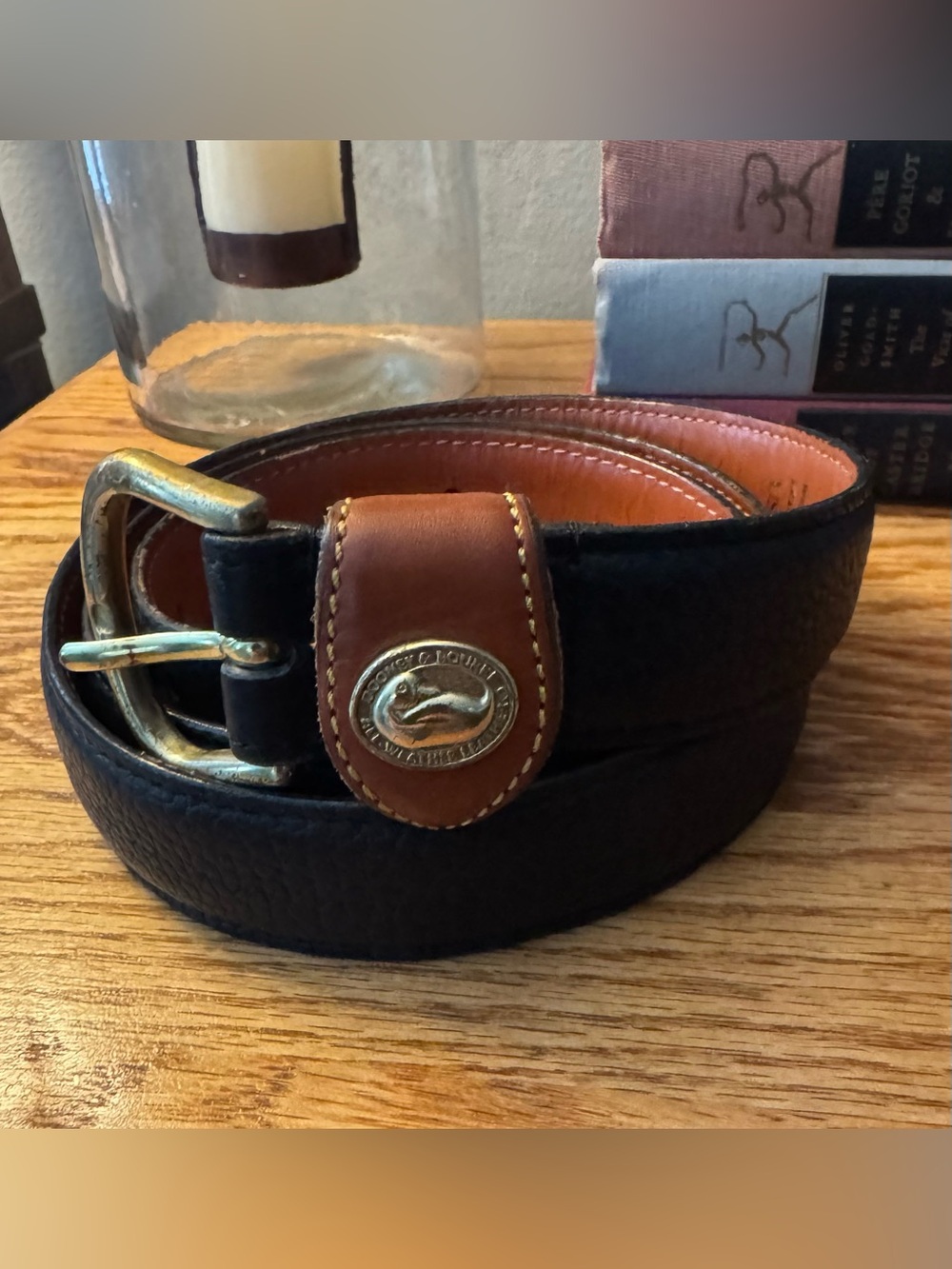 Dooney & Bourke Black Leather Women’s Belt with Brown Accents